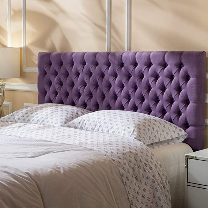 Queen Size Tufted Headboard, Upholstered Accent Contemporary Headboard for Metal Bed Frame ( fits Full and Queen Size beds ) (Light Purple)