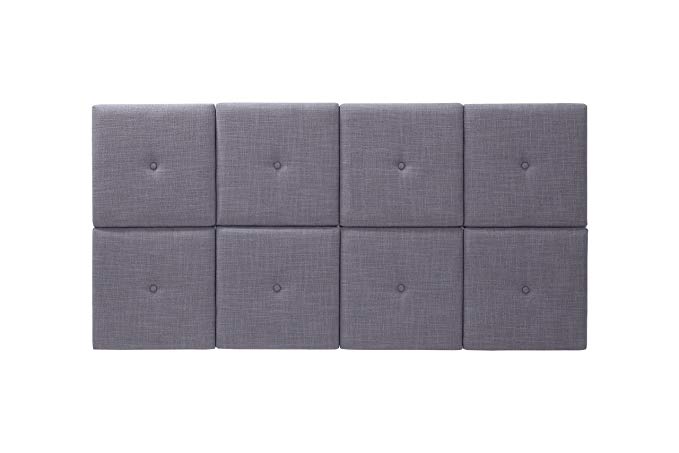 Foremost THT-61013-FB-GRY-FQ 62 31-Inch Fabric with Tuft Headboard Tiles, Queen, Gray, x 31 inches