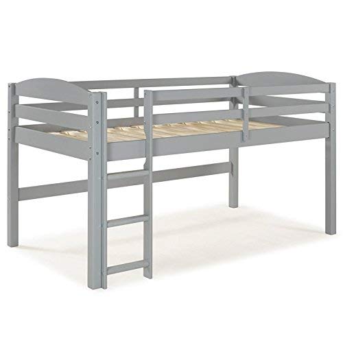 Pemberly Row Solid Wood Low Loft Twin Bed in Gray