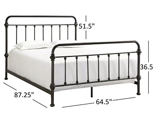 Tribecca Home Giselle Antique Dark Bronze Graceful Lines Victorian Iron Metal Bed (Queen Size)