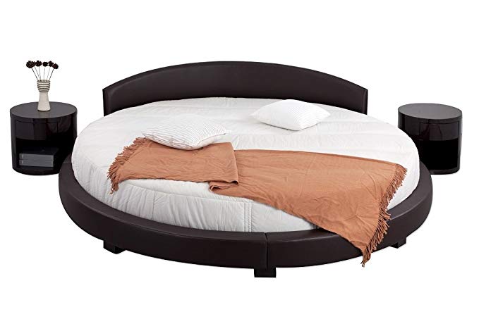 Matisse Panda Round Modern Platform Bed Mocha