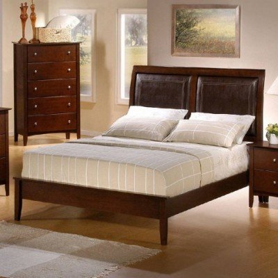 Queen Size Platform Bed in Walnut Finish