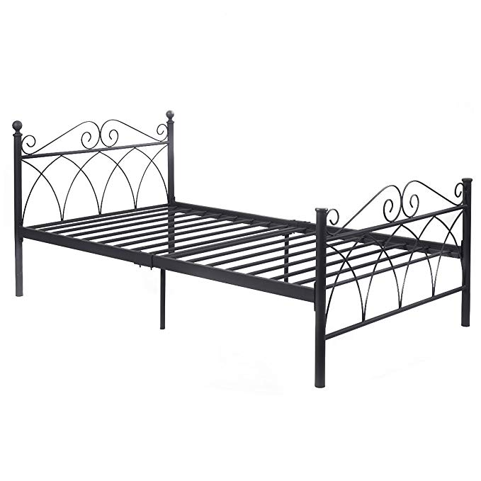 Giantex Black Steel Twin Size Bed Frame Platform Foundation Furniture (78