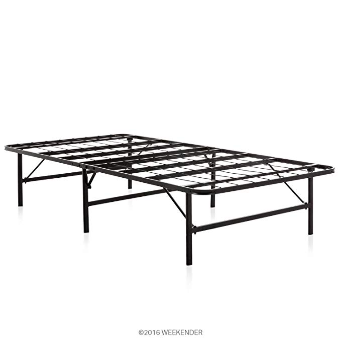 WEEKENDER 14 Inch Folding Platform Bed Frame - Extra Storage Base for All Mattress Types - Full XL