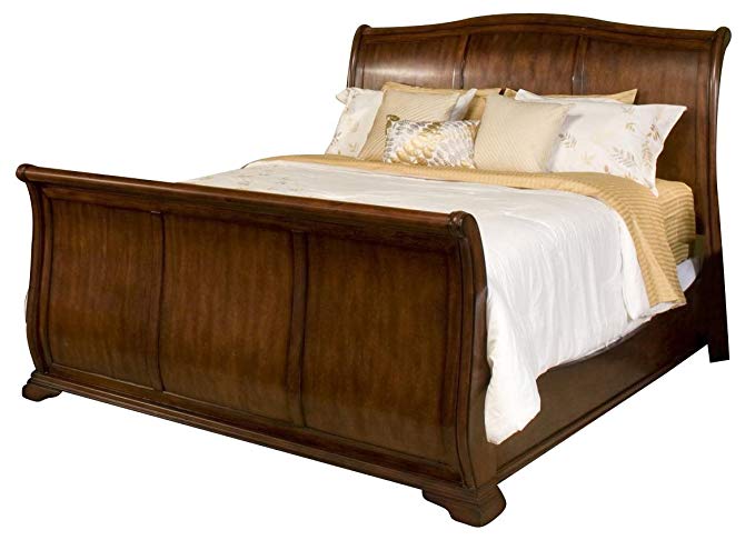 NCF Furniture Wales Sleigh Eastern King Bed in Tobacco