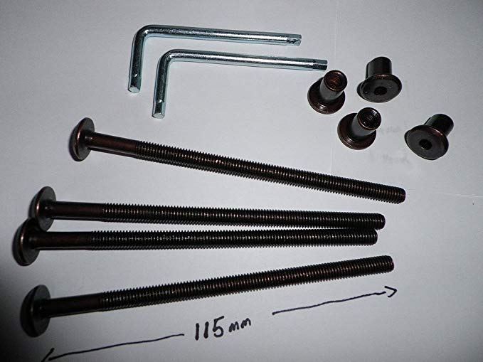 NEW bed fitting set, bed bolts, sleeve and keys 115mm bronze