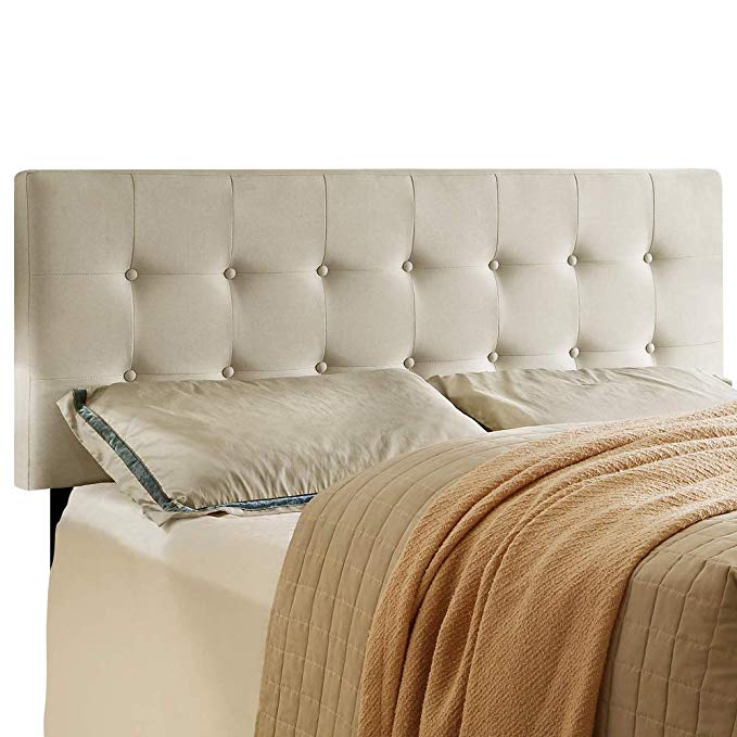 HOME BI Upholstered Tufted Button Linen Fabric Headboard Full/Queen Size(Beige)