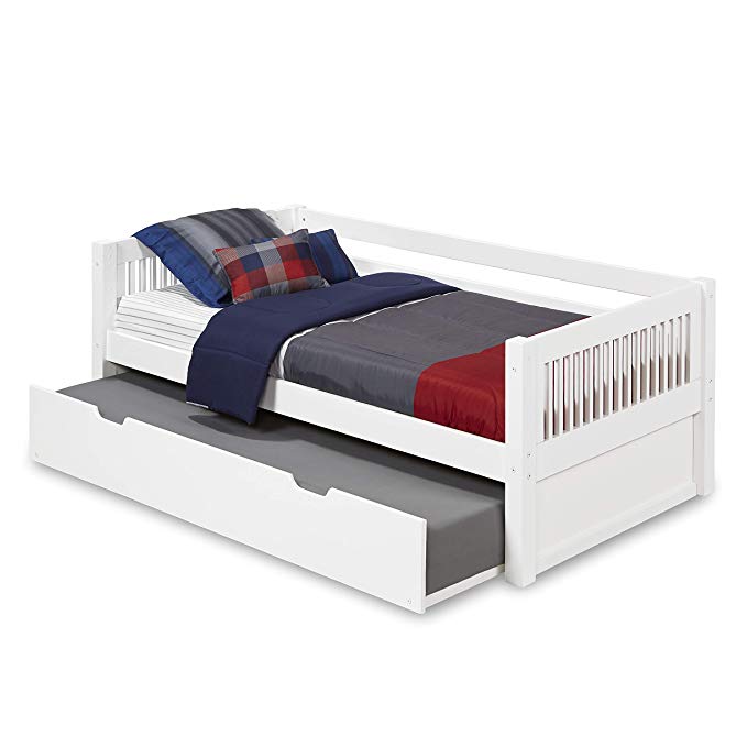 Camaflexi Mission Style Solid Wood Daybed with Trundle, Twin, White