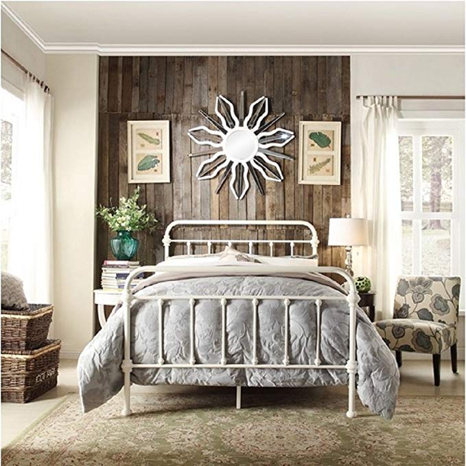 Inspire Q Giselle Antique White Graceful Lines Victorian Iron Metal Bed (Queen)