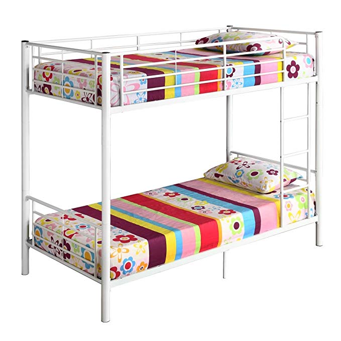 Convertible Twin Twin Metal Bunk Bed or 2 Single Twin Beds , White